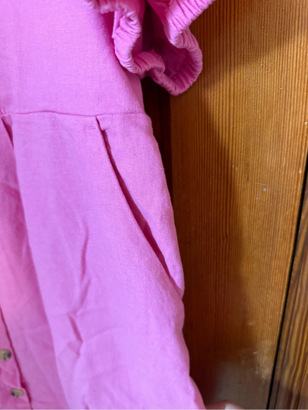 Old Navy Puff Sleeve Linen Blend Mini Dress in Pink NWT XL - Picture 3 of 9
